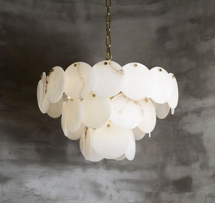 Round Natural Marble Pendant Light Home Decor Luxury Hanging Lamp Hotel Bedroom Living Room Large Modern Brass Chandelier