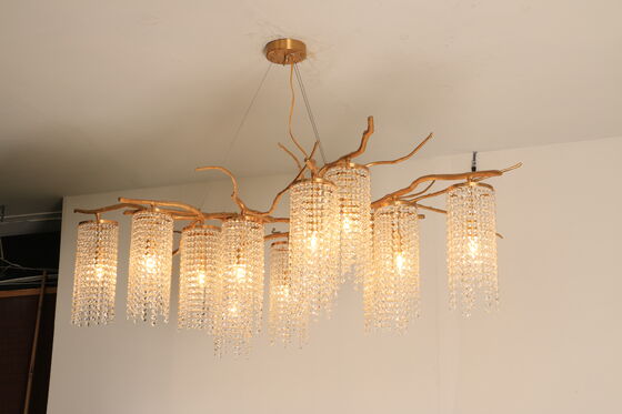 Oversized Cascading Drop Crystal Pendant Chandelier Waterfall Design Grand Staircase Hotel Atrium Lighting Fixture