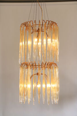 Clear Crystal Pendant Chandelier Lighting Luxury Banquet Hall Wedding Venue Large Ceiling Suspension Fixture