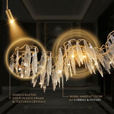 Grand Villa Crystal Pendant Chandelier Light Custom Marble Hanging Fixture Luxury Dining Decor