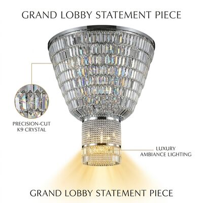Spanish Marble Column Luxury Gold Crystal Large Chandelier Custom Hotel Villa Lighting Fixture