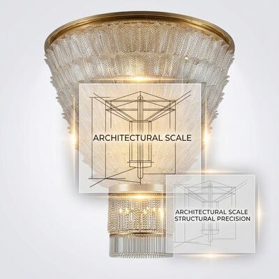 Hotel Lobby Water Droplet Chandelier Luxury Crystal Pendant Lighting Supplier 220V Titanium Gold 5-35m2 Coverage