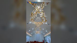 ব্যাঙ্কুয়েট হল ক্লাবহাউস হোটেল লবি সেলস ডিপার্টমেন্টের জন্য কাস্টমাইজড আর্ট ক্রিস্টাল রিবন চ্যান্ডেলাইয়ার
