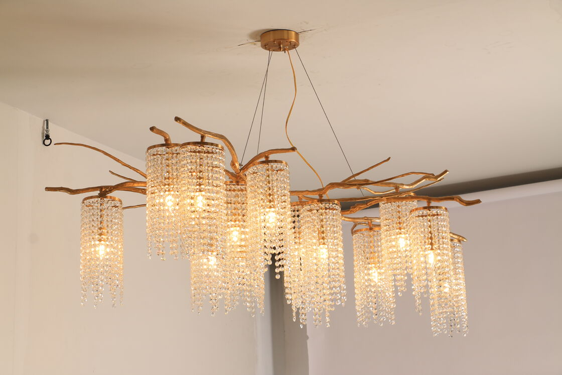 Oversized Cascading Drop Crystal Pendant Chandelier Waterfall Design Grand Staircase Hotel Atrium Lighting Fixture