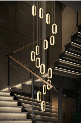 3200-6500K তিন রঙের আলো পরিবর্তন LED চ্যান্ডেলিয়ার আধুনিক হালকা বিলাসবহুল এক্রাইলিক ওভাল দুল বাড়ি এবং রেস্টুরেন্টের জন্য
