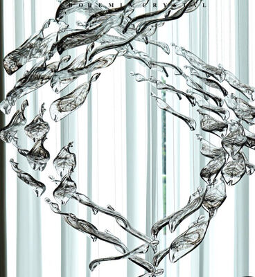 ক্রিয়েটিভ হোটেল লবি ভিলা ভোজের হল ইঞ্জিনিয়ারিং ক্রিস্টাল কাস্টম ল্যাম্প সজ্জা স্পাইরাল গ্লাস পাতার আনুষাঙ্গিক