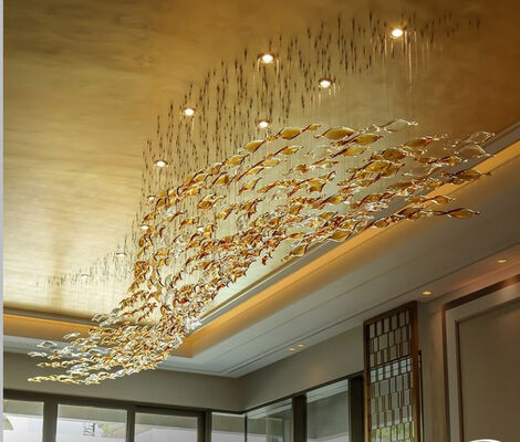 হস্তনির্মিত স্পাইরাল গ্লাস চ্যান্ডেলিয়ার শিল্পী মডেলিং কাস্টম গ্লাস টুইস্ট লিফ আনুষাঙ্গিক