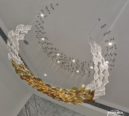 কাস্টম ইউরোপীয় স্টাইল অ্যাম্বার গ্লাস পতিত পাতা লিভিং রুম নান্দনিক আলংকারিক সিলিং ল্যাম্প