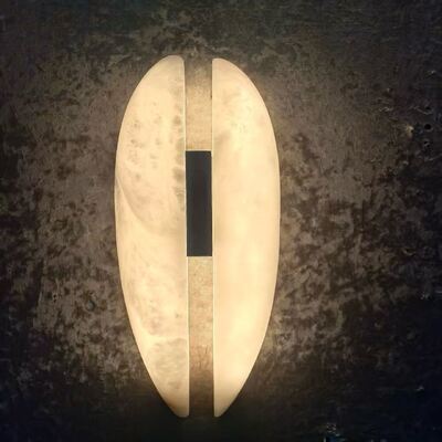 Hand-Carved Alabaster Stone Cone Pendant Lamp with Matte Nickel Fixture and 150cm Adjustable Cord
